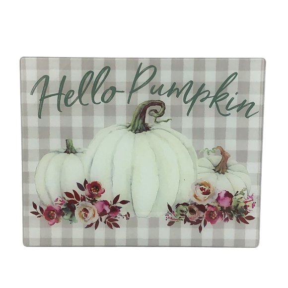 Fall Pumpkin Glass Cutting Board Serving Tray New - Picture 1 of 2